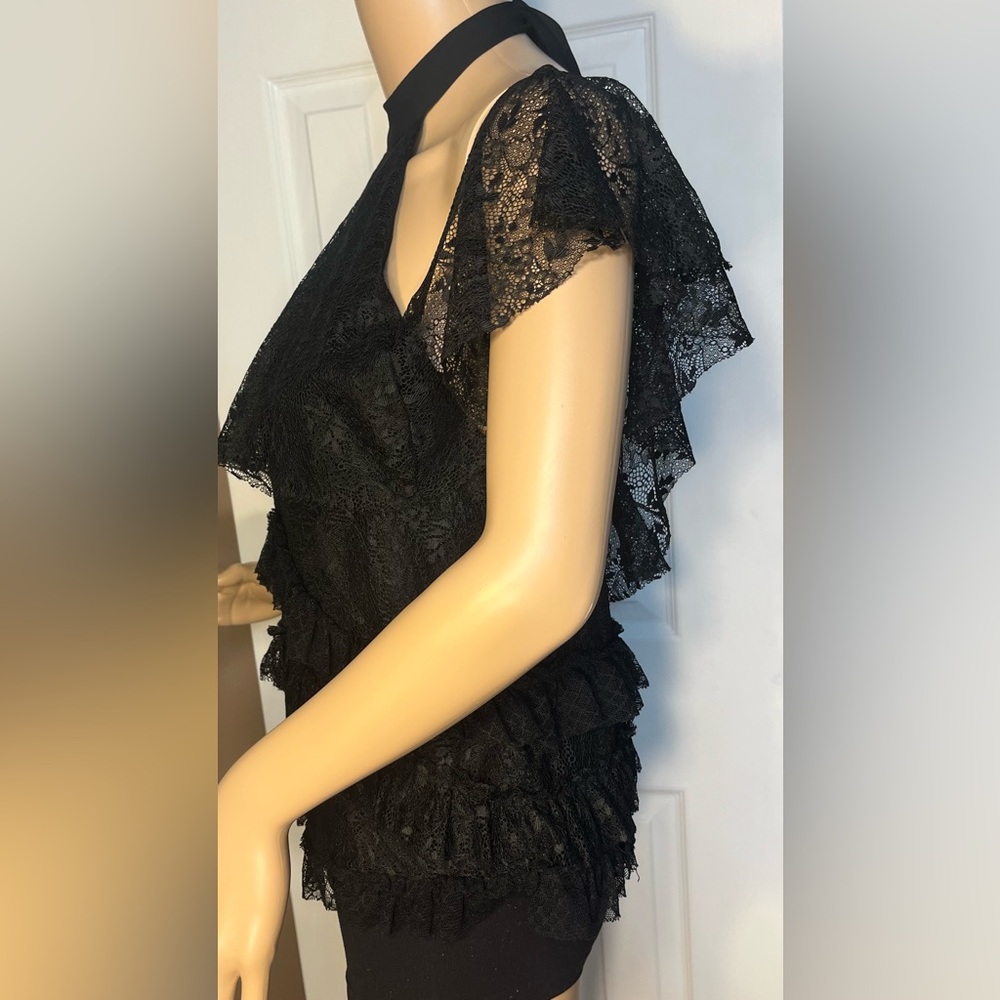 Zara Black Lace Ruffled Halter Neck Cold
Shoulder Top Size S - Picture 4 of 16